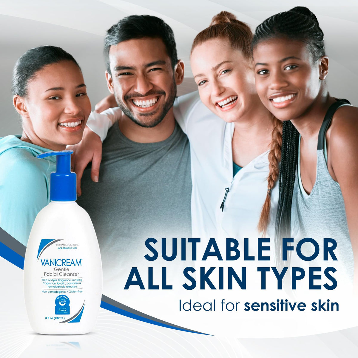 Vanicream Gentle Facial Cleanser with Pump Dispenser - 8 fl oz - Formulated Without Common Irritants for Those with Sensitive Skin