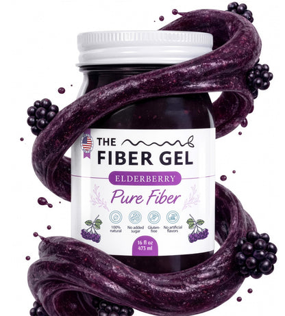 The Fiber Gel High Dietary Fiber Prebiotic Gel Formula - 100% Natural & Clean Label - Plant-Based Psyllium Husk & Inulin Complex - Keto Friendly, Vegan, No Added Sugar - Elderberry, 16 oz