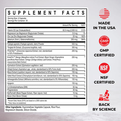 18-in-1 Testosterone Booster for Men - Tongkat Ali, Fadogia, Ashwagandha & DIM - Libido, Muscle Growth & Estrogen Support - Enhanced Labs Top T (120 Capsules)