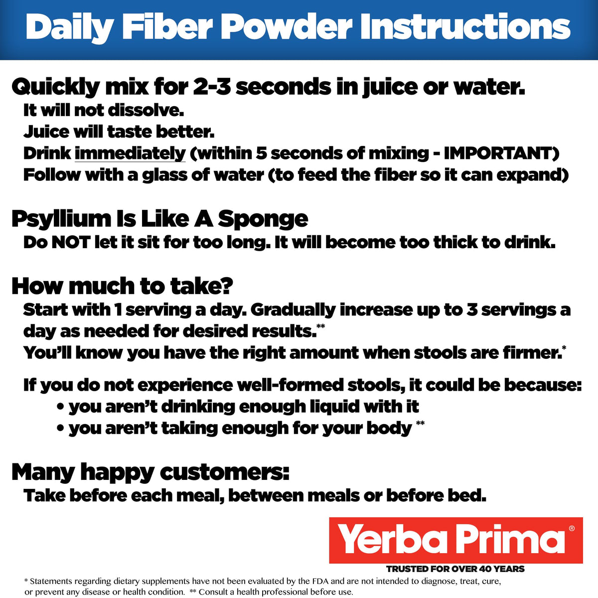 Yerba Prima Daily Fiber Formula Powder - 12 oz (Pack of 2) - Soluble & Insoluble Dietary Fiber Supplement - Colon Cleanse - Gut Health - Vegan, Non-GMO, Gluten-Free