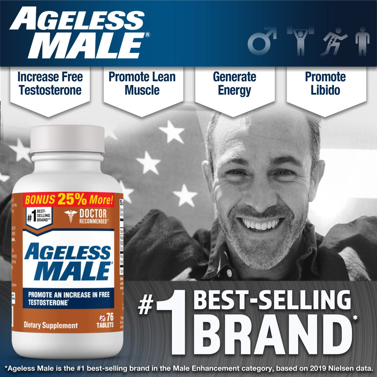 Free Testosterone Support for Men - Energy, Strength, Stamina & Vitality Booster for Muscle Performance & Male Health