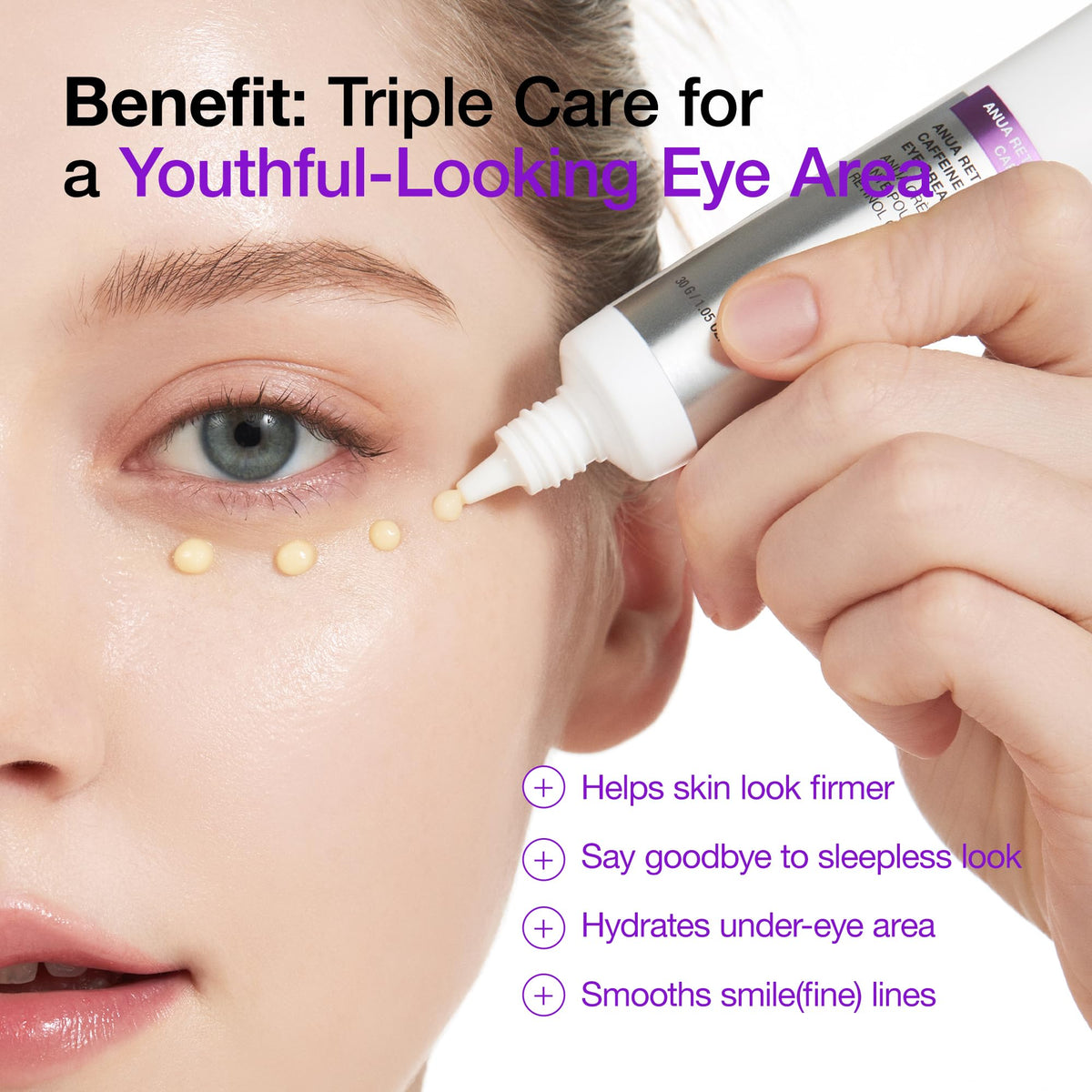 Anua Retinol 0.1 Caffeine Revitalizing Eye Cream - Hydrating Eye Cream for Dark Circles & Puffiness, Korean Skincare (1.05 fl oz)