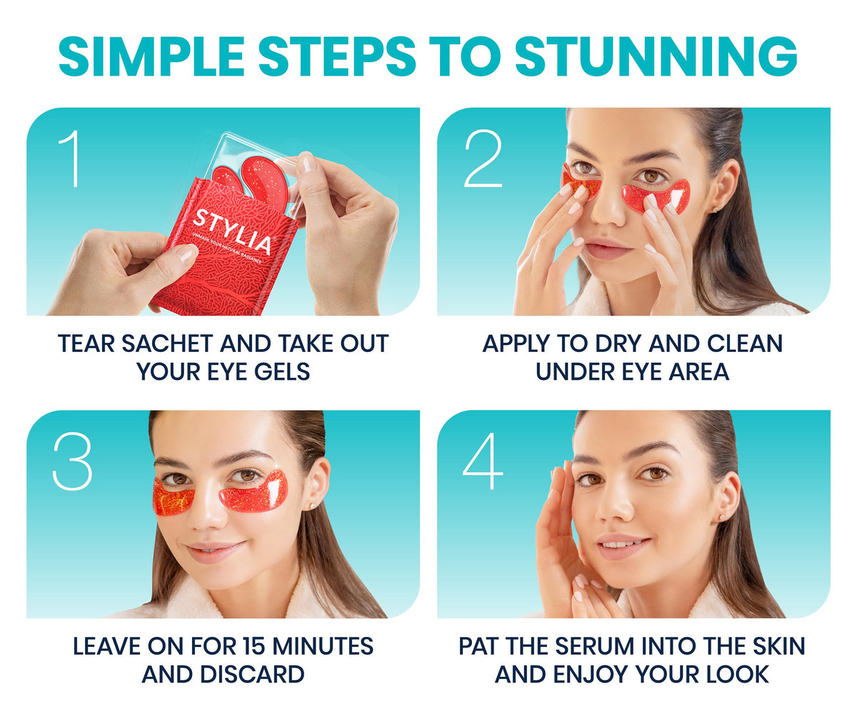 Stylia Collagen & Vitamin C Under Eye Patches - Vegan Travel Set (6 Pairs)