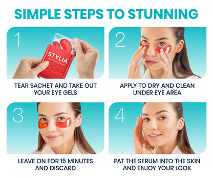 Stylia Collagen & Vitamin C Under Eye Patches - Vegan Travel Set (6 Pairs)