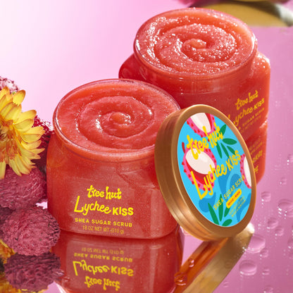 Tree Hut Lychee Kiss Shea Sugar Body Scrub 18 oz, Exfoliating & Hydrating