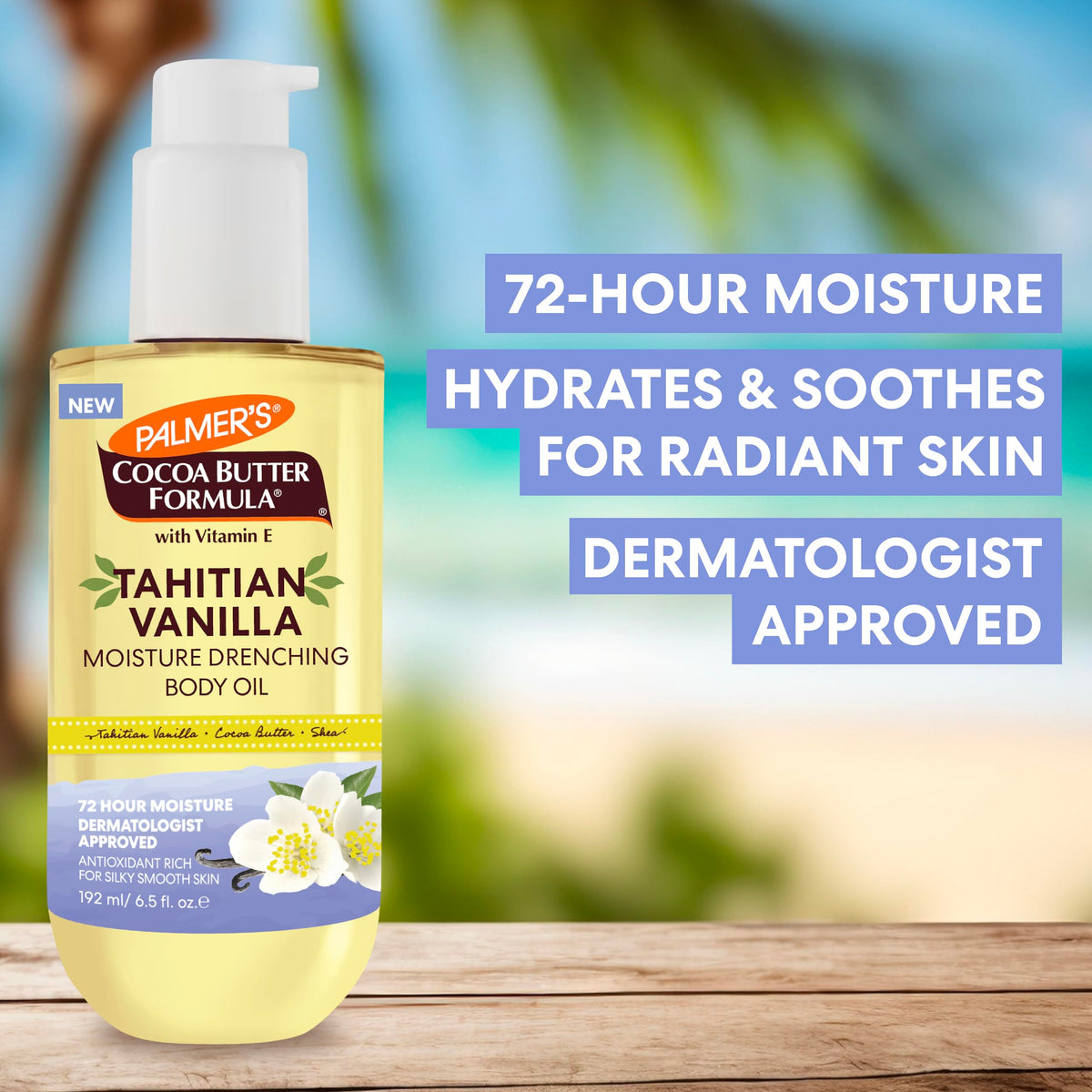 Palmer's Cocoa Butter Formula Body Oil Tahitian Vanilla, 72Hr Hydration with Shea Butter & Vitamin E 6.5 oz