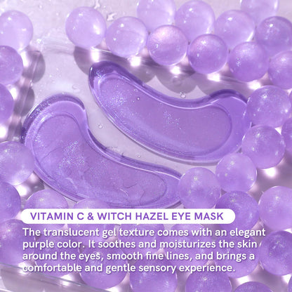 PEAUAMIE Under Eye Patches (30 Pairs) - Brightening Vitamin C & Soothing Witch Hazel Eye Mask for Dark Circles & Puffiness