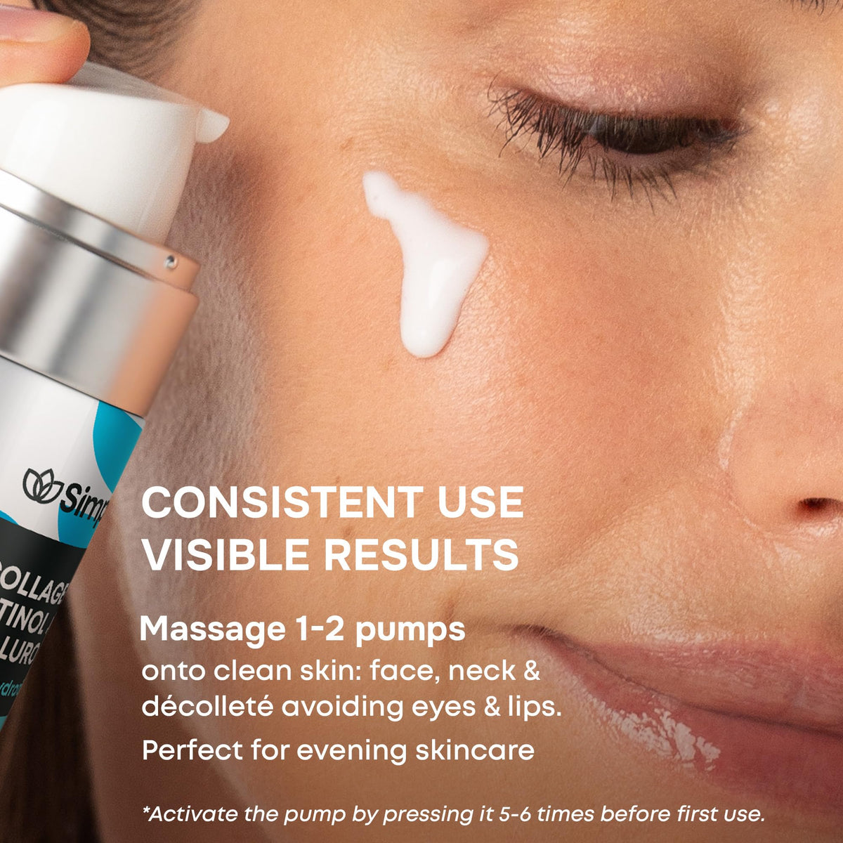 SimplyVital Collagen, Retinol & Hyaluronic Acid Serum - Anti-Aging Moisturizer for Face, Neck & Décolleté - Made in USA, Deep Moisturizing Skin Care Complex - Hydrating Facial Serum for Women, 1 fl.oz
