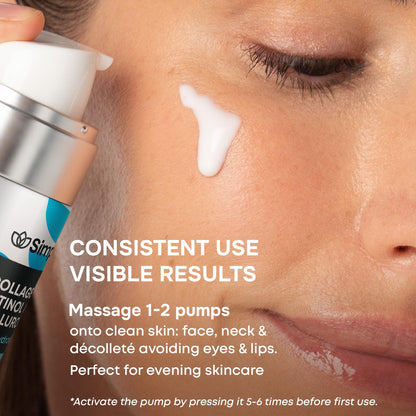 SimplyVital Collagen, Retinol & Hyaluronic Acid Serum - Anti-Aging Moisturizer for Face, Neck & Décolleté - Made in USA, Deep Moisturizing Skin Care Complex - Hydrating Facial Serum for Women, 1 fl.oz