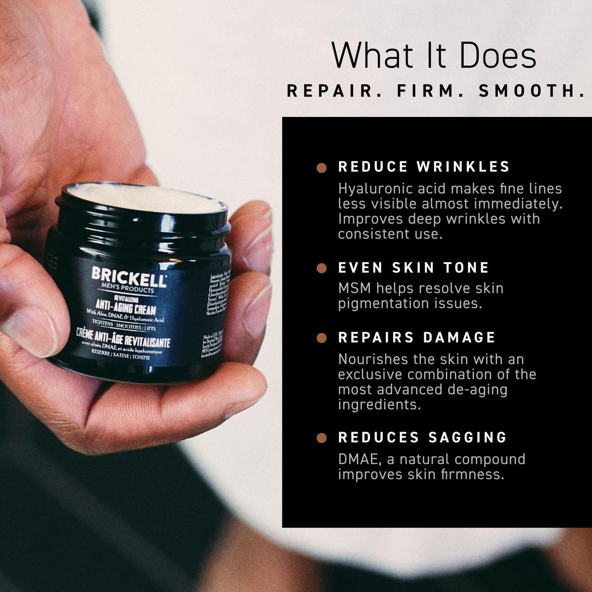 Brickell Men's Revitalizing Anti-Aging Cream For Men, Anti Wrinkle Night Face Cream To Reduce Fine Lines and Wrinkles, With Vitamin E, Jojoba Oil, and Hyaluronic Acid, 2 Ounce, Unscented