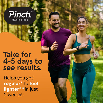 Pinch Magic Sugar Free Fiber Powder - Light Tropical Flavor Psyllium Husk with Bromelain & Vitamins C & D - Vegan, Gluten-Free, Clean Label, USA-Made, GMP-Certified - 28-Day Supply
