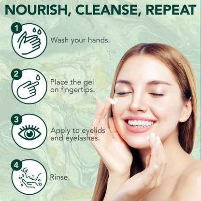 NOVEHA Demodex Extra Strength Eyelid Gel Cleanser - Tea Tree Oil Eyelid Cleanser for Dry Eye, MGD & Itchy Eyelids (50ml)