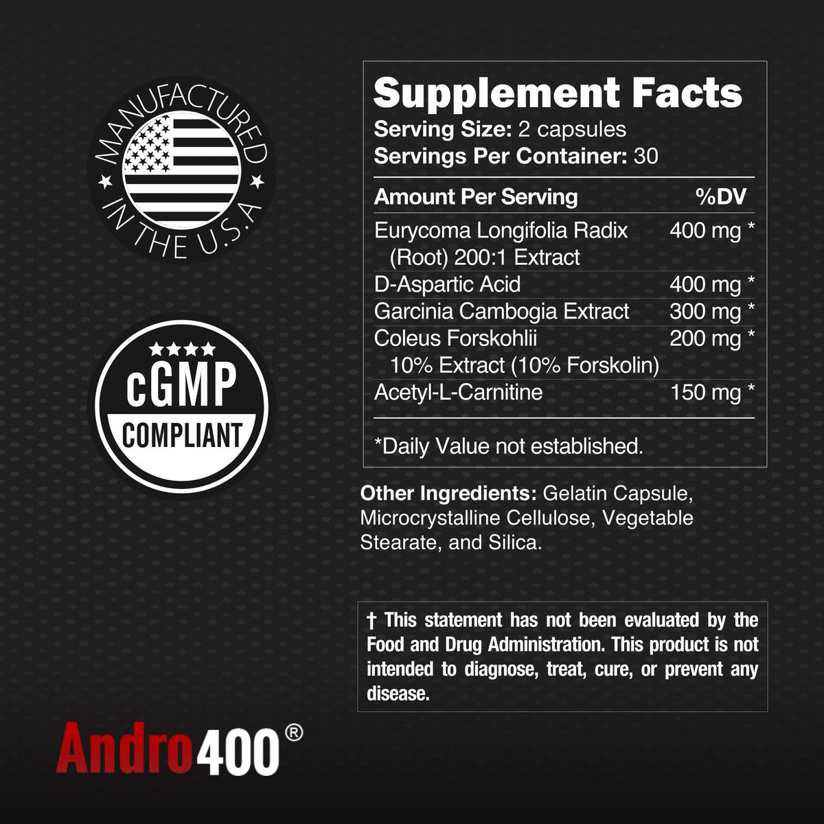 Andro400 UltraMax T Advanced Testosterone Support - Tongkat Ali 200:1, D-Aspartic Acid & ForsLean - Men & Women Hormone & Energy Support (180 Capsules, 90-Day Supply)