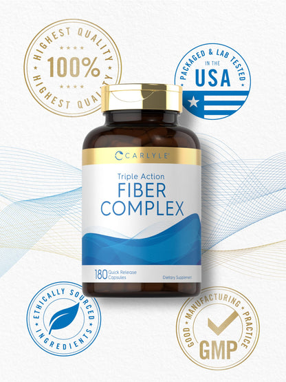 Carlyle Triple Action Fiber Complex - 180 Capsules - Vegetarian, Non-GMO and Gluten Free Supplement