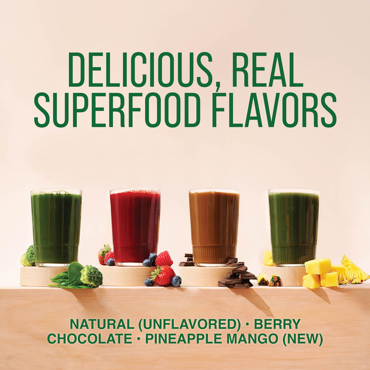 Country Farms Super Greens Natural Flavor, 50 Organic Super Foods, USDA Organic Drink Mix, Fruits, Vegetables, Super Greens, with Fiber, Mushrooms & Probiotics, Supports Energy, 60 Servings, 900g