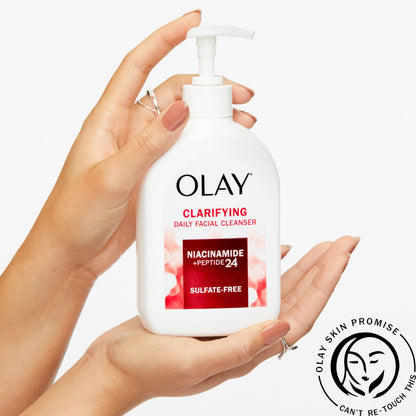 Olay Face Wash, Daily Facial Cleanser with Niacinamide, Peptides & Glycerin - Clarifying, Refreshes Skin Surface, Refines Appearance of Pores - Sulfate-Free, Paraben-Free, Oil-Free, 16 Oz