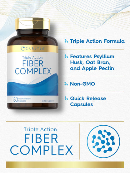 Carlyle Triple Action Fiber Complex - 180 Capsules - Vegetarian, Non-GMO and Gluten Free Supplement
