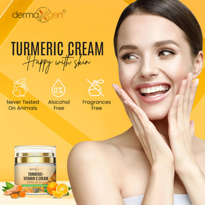 Turmeric Face Cream with 30% Vitamin C - Glow Boosting & Skin Repairing Moisturizer - Organic Anti-Aging Facial Cream (1.7 fl. oz)