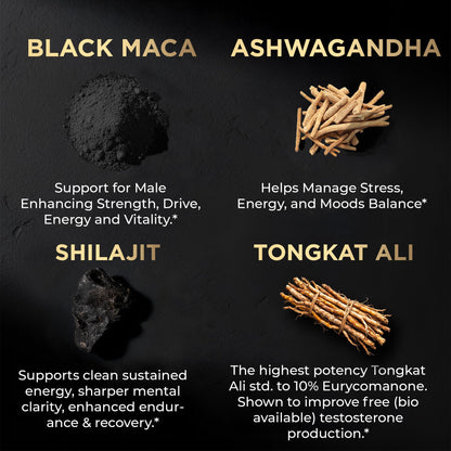 ULTRA MALE Premium Testosterone Booster for Men - with 100:1 Shilajit, Black Maca, Ashwagandha & Tongkat Ali - Libido, Energy & Strength Support