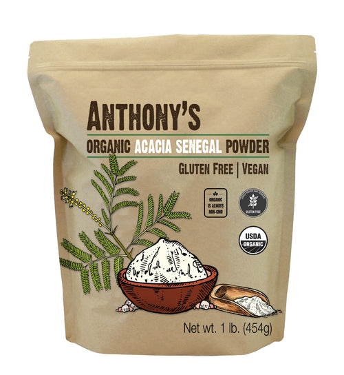Anthony's Organic Acacia Senegal Powder, 1 lb, Batch Tested Gluten Free, Non GMO, Soluble Fiber, Prebiotic