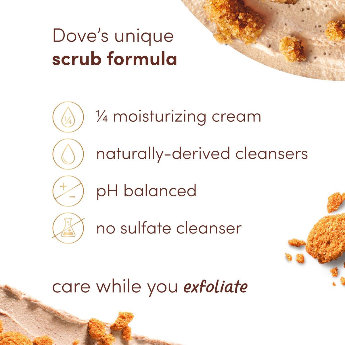 Dove Brown Sugar & Coconut Butter Body Scrub, Exfoliating & Nourishing Scrub 15 oz