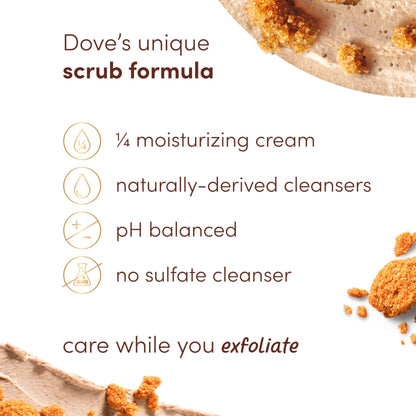 Dove Brown Sugar & Coconut Butter Body Scrub, Exfoliating & Nourishing Scrub 15 oz