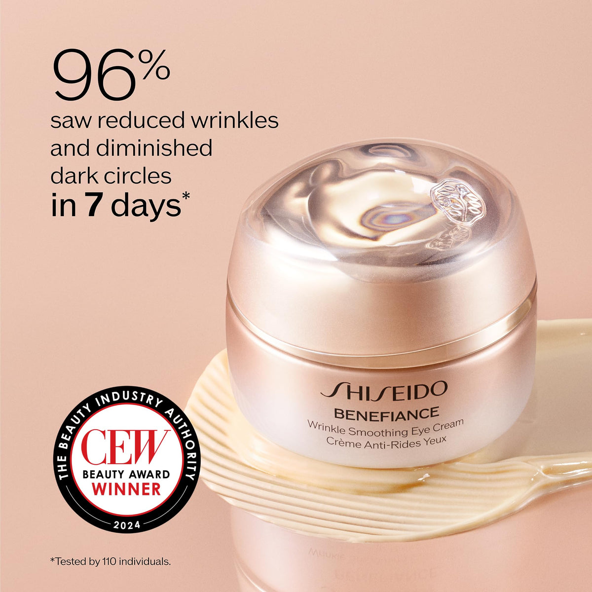 Shiseido Benefiance Wrinkle Smoothing Eye Cream (15 mL) - Advanced Anti-Aging for Deep Wrinkles, Dark Circles & 48-Hour Hydration