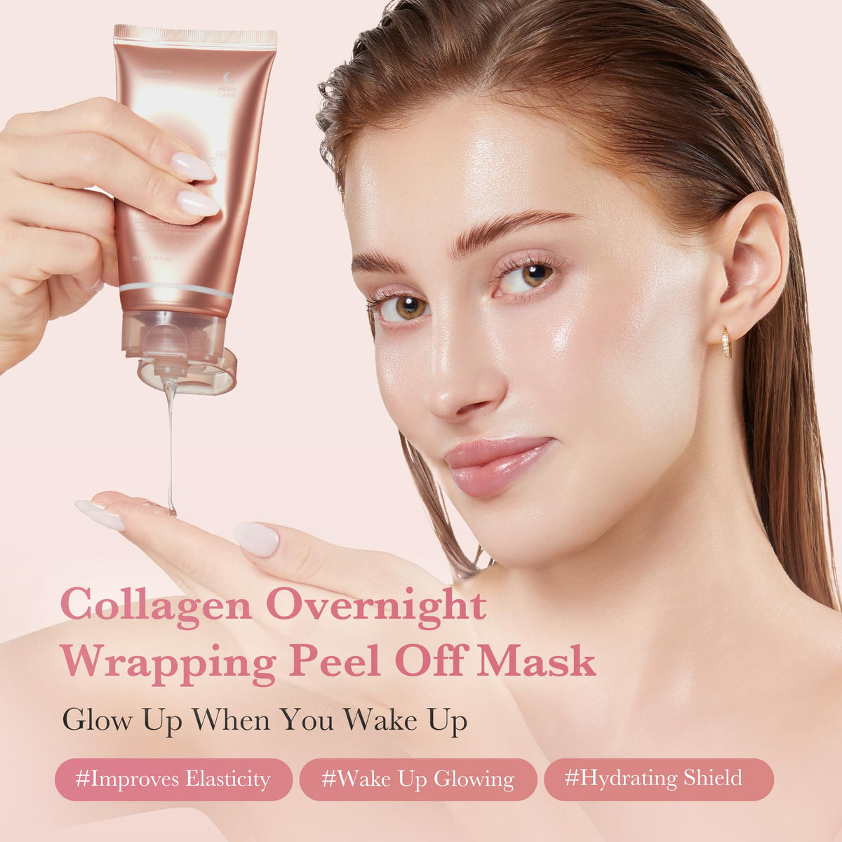 medicube Wrapping Mask Collagen Overnight Peel Off Facial Mask - Elasticity & Hydration Care, Reduces Sagging & Dullness - Hydrolyzed Collagen For Glowing Skin - Korean Skin Care, 2.53 fl.oz