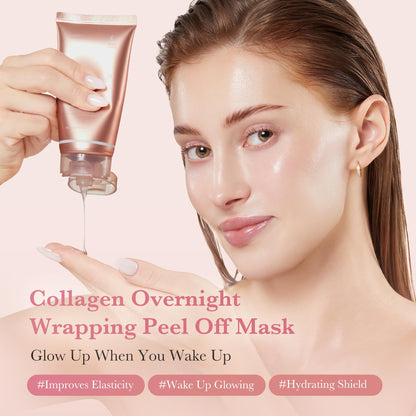 medicube Wrapping Mask Collagen Overnight Peel Off Facial Mask - Elasticity & Hydration Care, Reduces Sagging & Dullness - Hydrolyzed Collagen For Glowing Skin - Korean Skin Care, 2.53 fl.oz