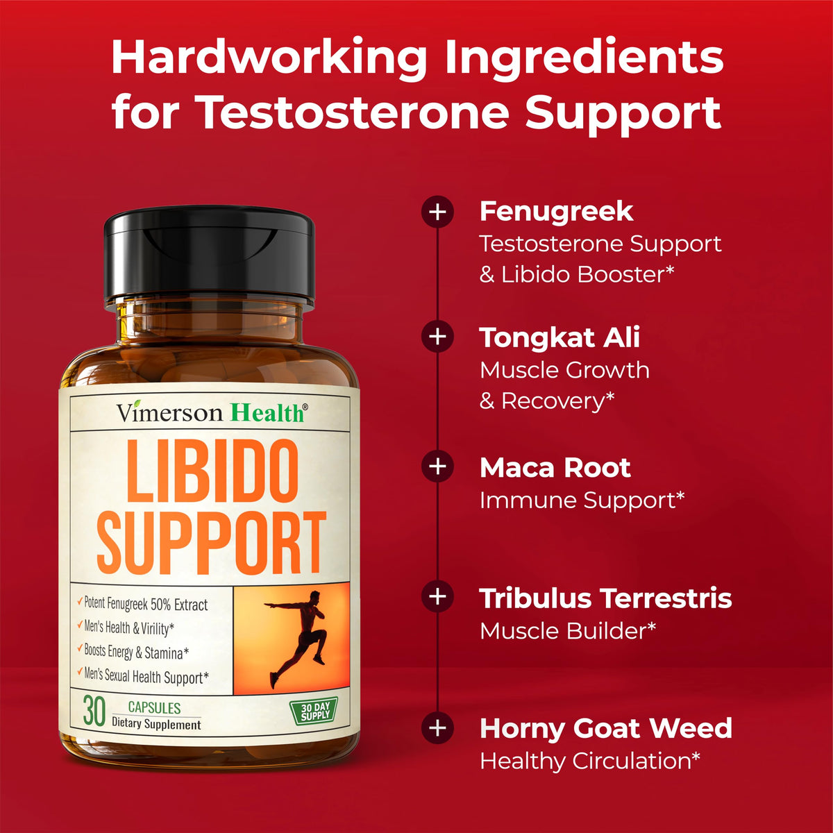 Fenugreek 10-in-1 Testosterone & Libido Support Supplement for Men - Energy, Strength & Performance Blend with Tongkat Ali & Zinc