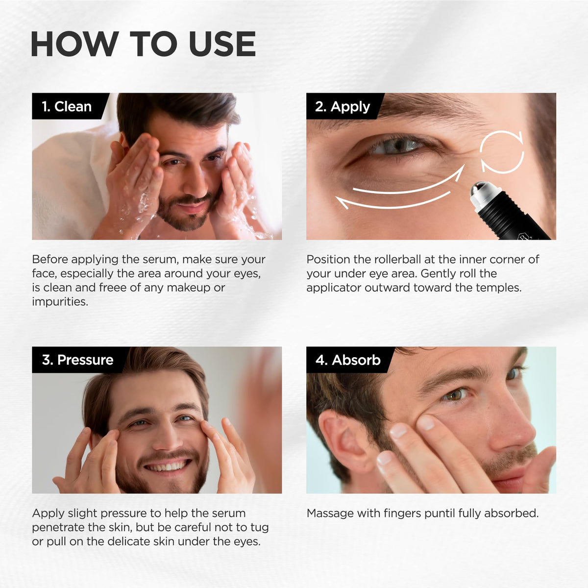 RAZONIX Eye Bags Treatment for Men - Caffeine Eye Roller (Medium)