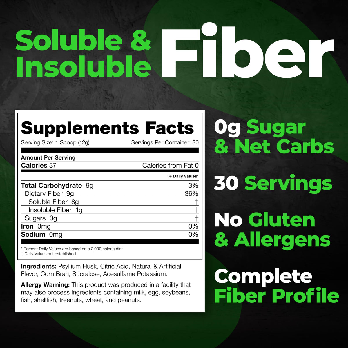 Species Nutrition Fiberlyze Fiber Supplement, Psyllium Based Soluble & Insoluble Fiber Powder for Healthy Colon, Digestive Functions (Mango, 30 Servings)