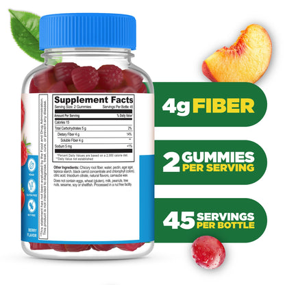 Lifeable Sugar Free Fiber Gummies for Adults - 4g - Great Tasting Fiber Supplement Gummies - Keto Friendly, Gluten Free, Vegan, Non GMO Prebiotic Fiber - for Digestive Health - 90 Gummies