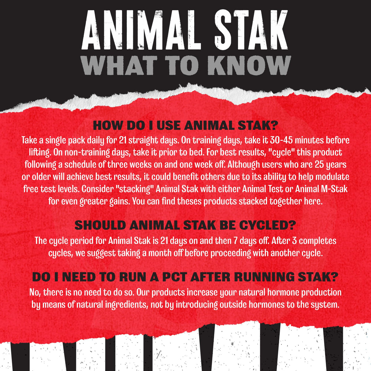 Animal Stak Natural Testosterone Booster for Athletes - Hormone Support with Tribulus & Estrogen Blockers - 1 Month Cycle
