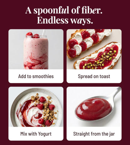 The Fiber Gel High Dietary Fiber Prebiotic Gel Formula - 100% Natural & Clean Label - Plant-Based Psyllium Husk & Inulin Complex - Keto Friendly, Vegan, No Added Sugar - Raspberry, 16 oz