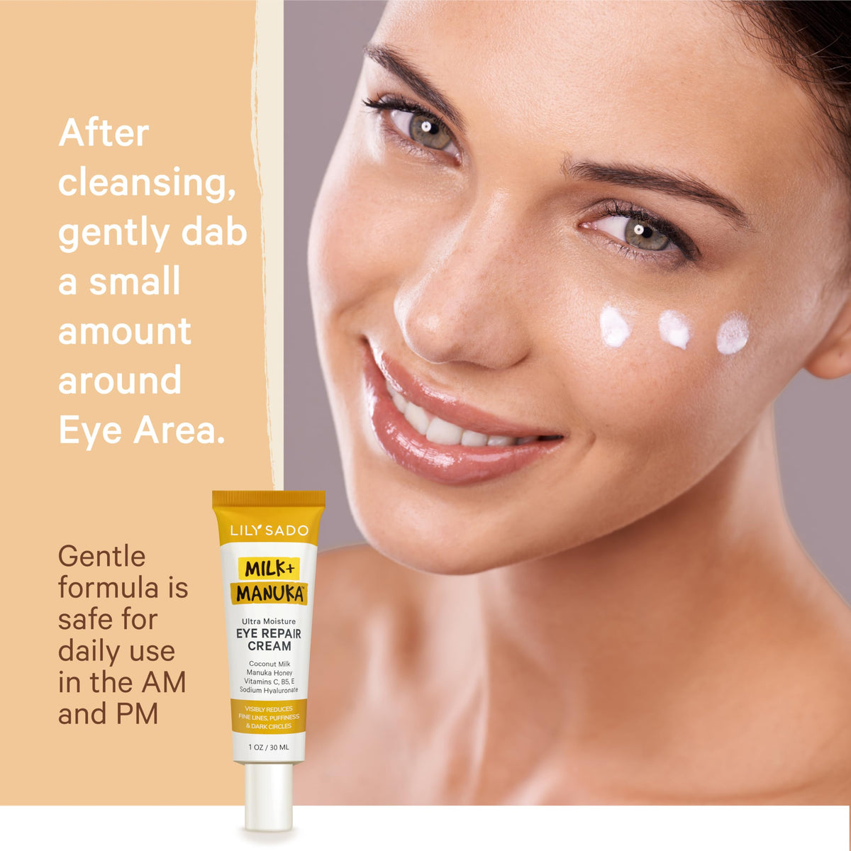 LILY SADO MILK+MANUKA Eye Repair Cream - Coconut Milk & Manuka Honey (30ml)