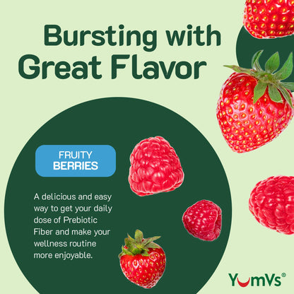 YumVs Sugar Free Prebiotic Fiber Gummies for Adults and Kids - Berry Flavor - Kosher Halal 4g High Fiber Supplement for Women and Men - Daily Fiber for Digestive Health (60 Count, 2PK)