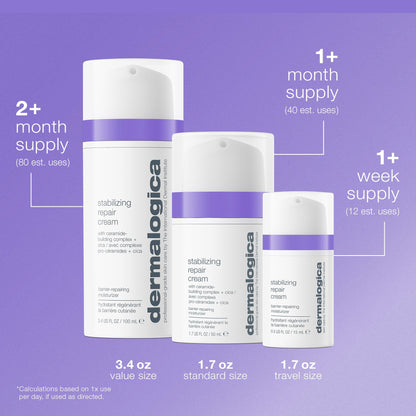 Dermalogica Stabilizing Repair Cream, Face Moisturizer for Sensitive Skin with Cica - Strengthens, Soothes, and Repairs Skin Barrier, 1.7 fl oz