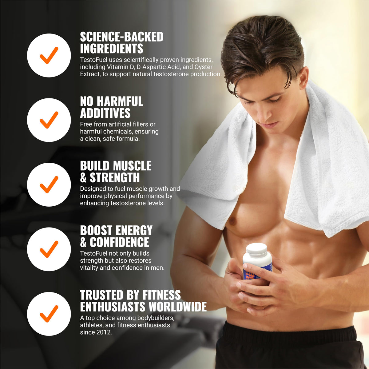Testosterone Booster for Men - Natural T-Boost Supplement for Muscle, Energy & Performance with Fenugreek & Magnesium - ROAR AMBITION TestoFuel (120 Pills)