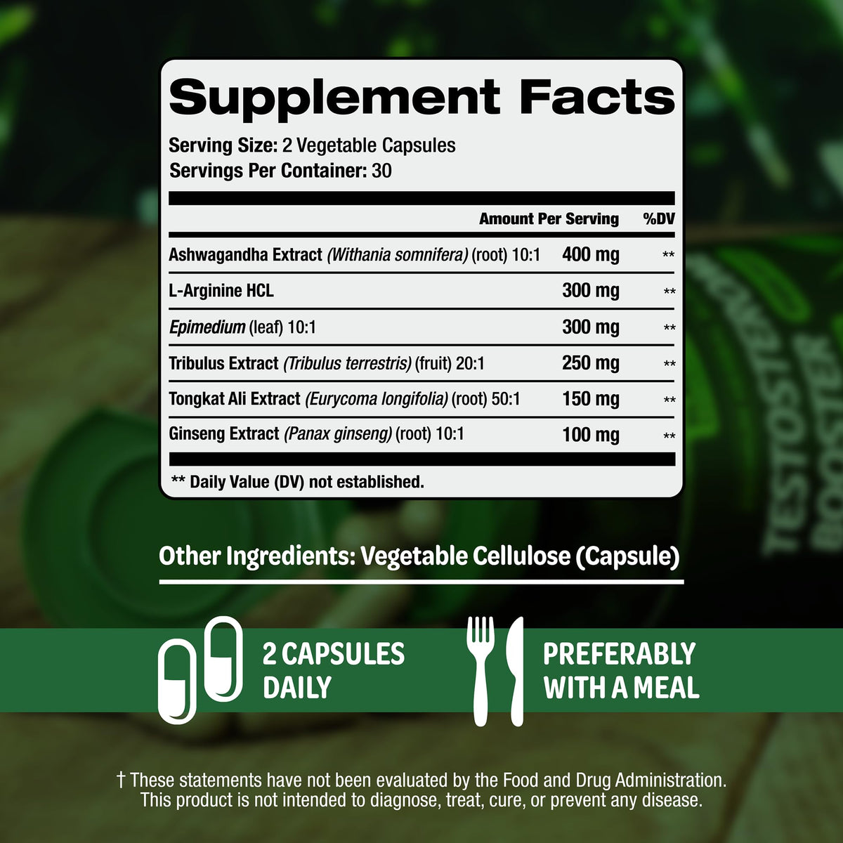 Testosterone Booster for Men - Ashwagandha, Tongkat Ali & Tribulus Formula for Muscle Growth, Strength, Energy & Performance Support