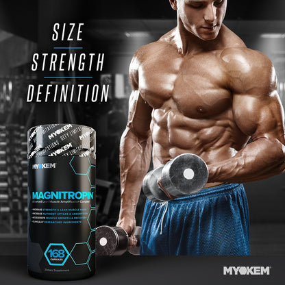 Lean Muscle Growth & Strength Support Supplement - Recovery & Performance Formula - MYOKEM Magnitropin (168 Capsules)