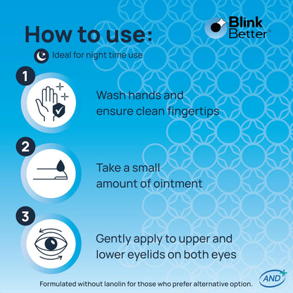 BlinkBetter Lanolin-Free Eyelid Ointment (10g) - Soothing & Hydrating Care for Dry, Itchy, Red & Flaky Eyelids
