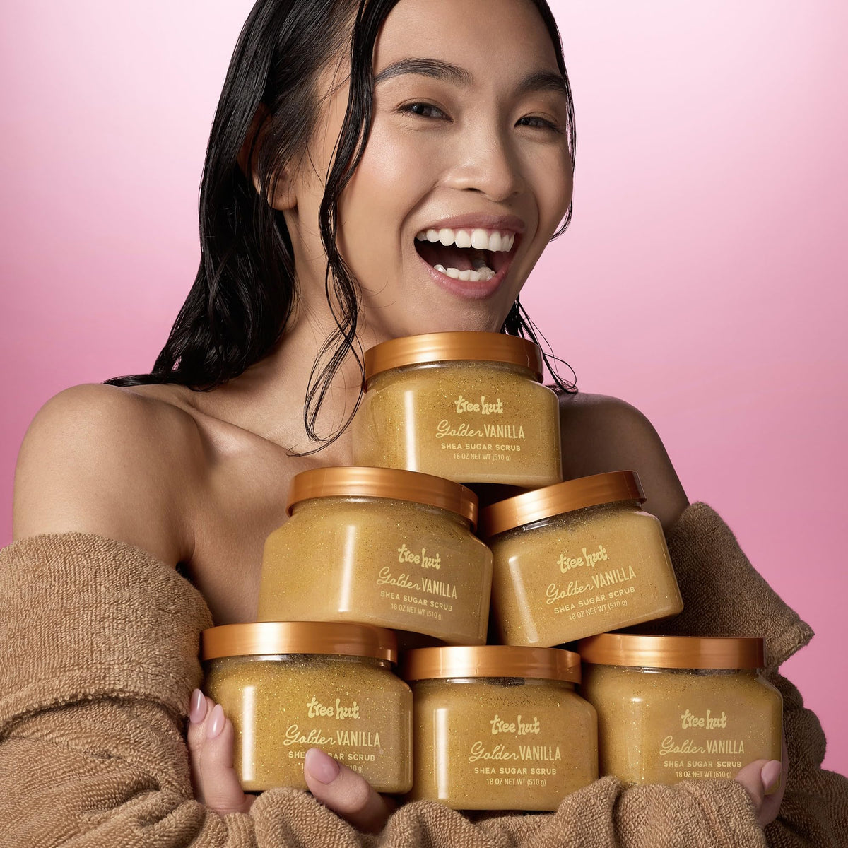 Tree Hut Golden Vanilla Shea Sugar Body Scrub 18 oz, Exfoliating & Hydrating