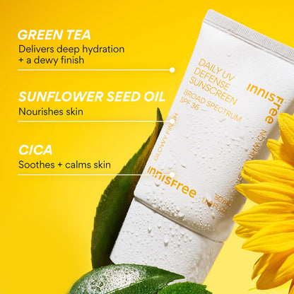 Innisfree Daily UV Defense SPF 36 - Korean Face Sunscreen, Invisible Finish, Broad Spectrum, No White Cast, Lightweight, Hydrating