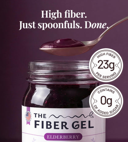 The Fiber Gel High Dietary Fiber Prebiotic Gel Formula - 100% Natural & Clean Label - Plant-Based Psyllium Husk & Inulin Complex - Keto Friendly, Vegan, No Added Sugar - Elderberry, 16 oz