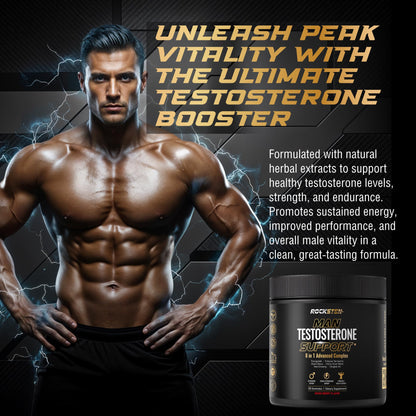 Testosterone Booster Gummies for Men - Energy, Stamina, Libido & Muscle Support Chews - RockSten Performance Supplement