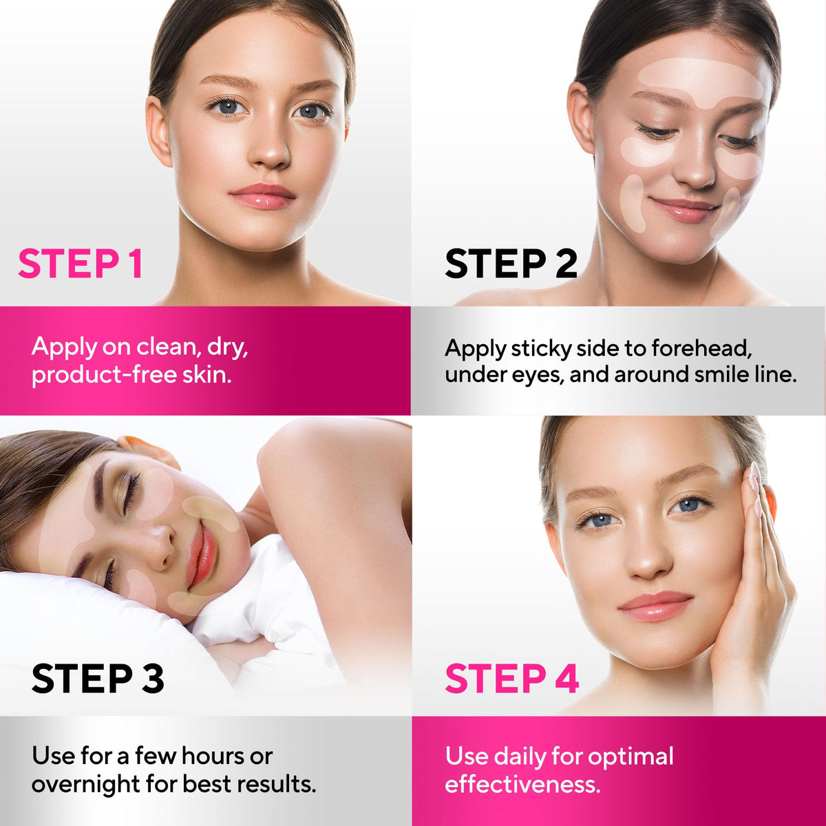 Reusable Silicone Face & Forehead Wrinkle Patches - 5 Pieces (1 Pack)