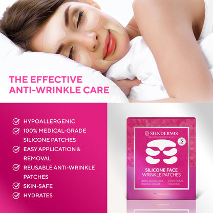 Reusable Silicone Face & Forehead Wrinkle Patches - 5 Pieces (1 Pack)