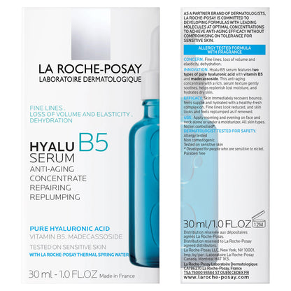 La Roche-Posay Hyalu B5 Suractivated Hyaluronic Acid Serum for Face, Vitamin B5 + Hyaluronic Acid + Glycerin, Hydrating Serum Visibly Plumps Skin, Sensitive Skin Safe, Anti Aging, Oil-Free (Pack of 2)
