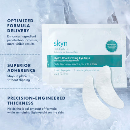 Skyn ICELAND Hydro Cool Firming Under Eye Patches (4 Pairs) - Instant 10-Minute Cooling & Firming Eye Gel Mask - Anti-Wrinkle & Depuffing